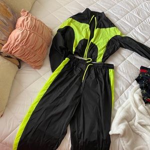 Two piece black green joggers